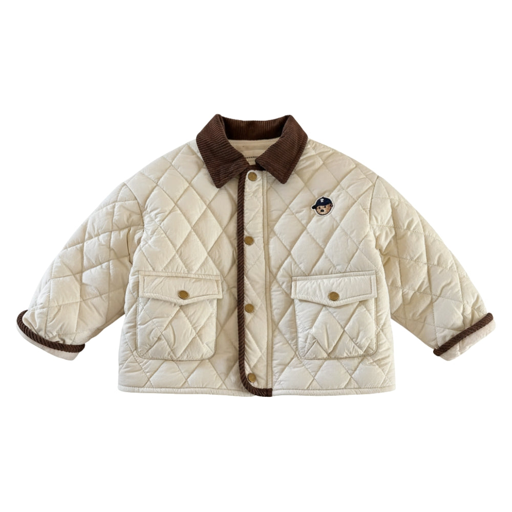 Cozy Teddy Patch Quilted Kids Jacket - Beekee