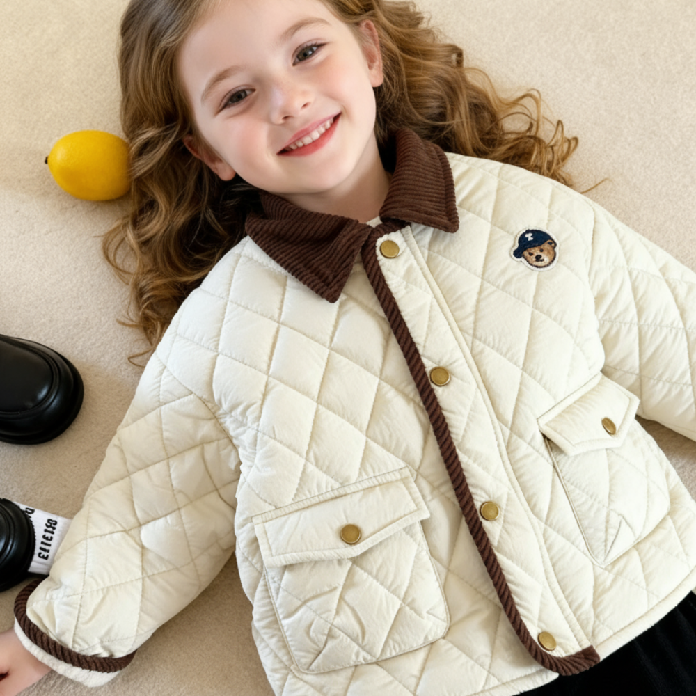 Cozy Teddy Patch Quilted Kids Jacket - Beekee