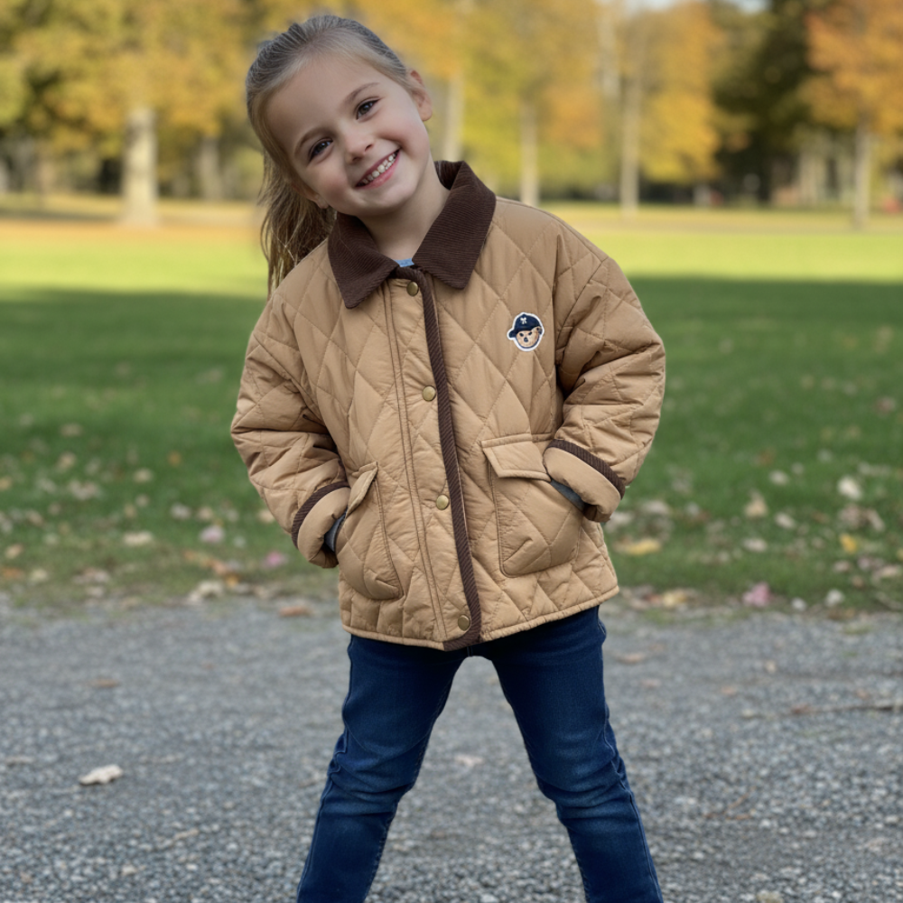 Cozy Teddy Patch Quilted Kids Jacket - Beekee