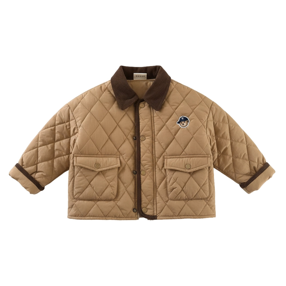Cozy Teddy Patch Quilted Kids Jacket - Beekee
