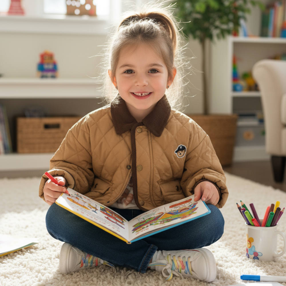 Cozy Teddy Patch Quilted Kids Jacket - Beekee