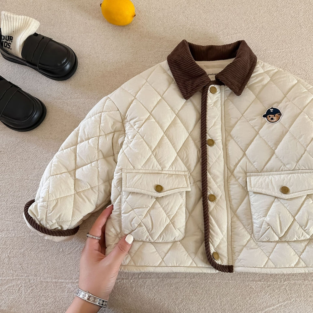 Cozy Teddy Patch Quilted Kids Jacket - Beekee