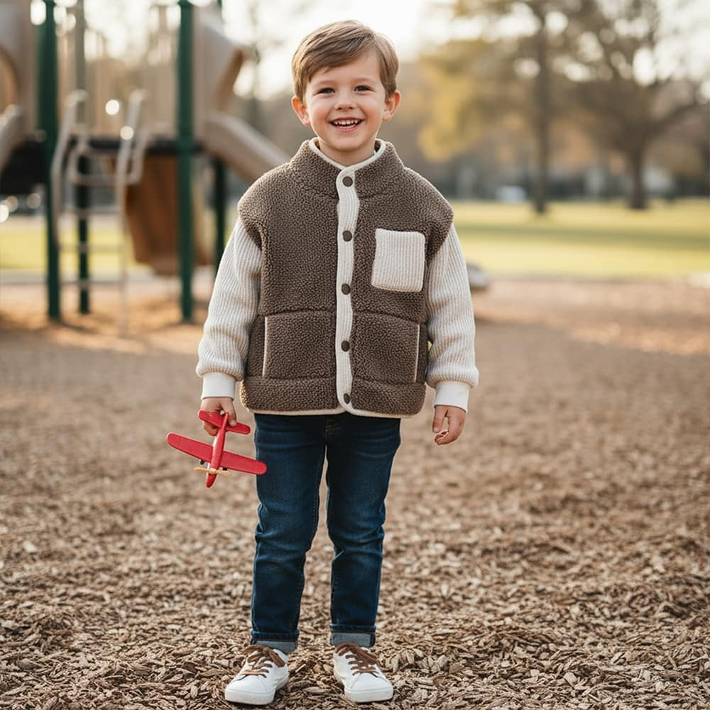 Cozy Two-Tone Sherpa Kids Jacket - Beekee