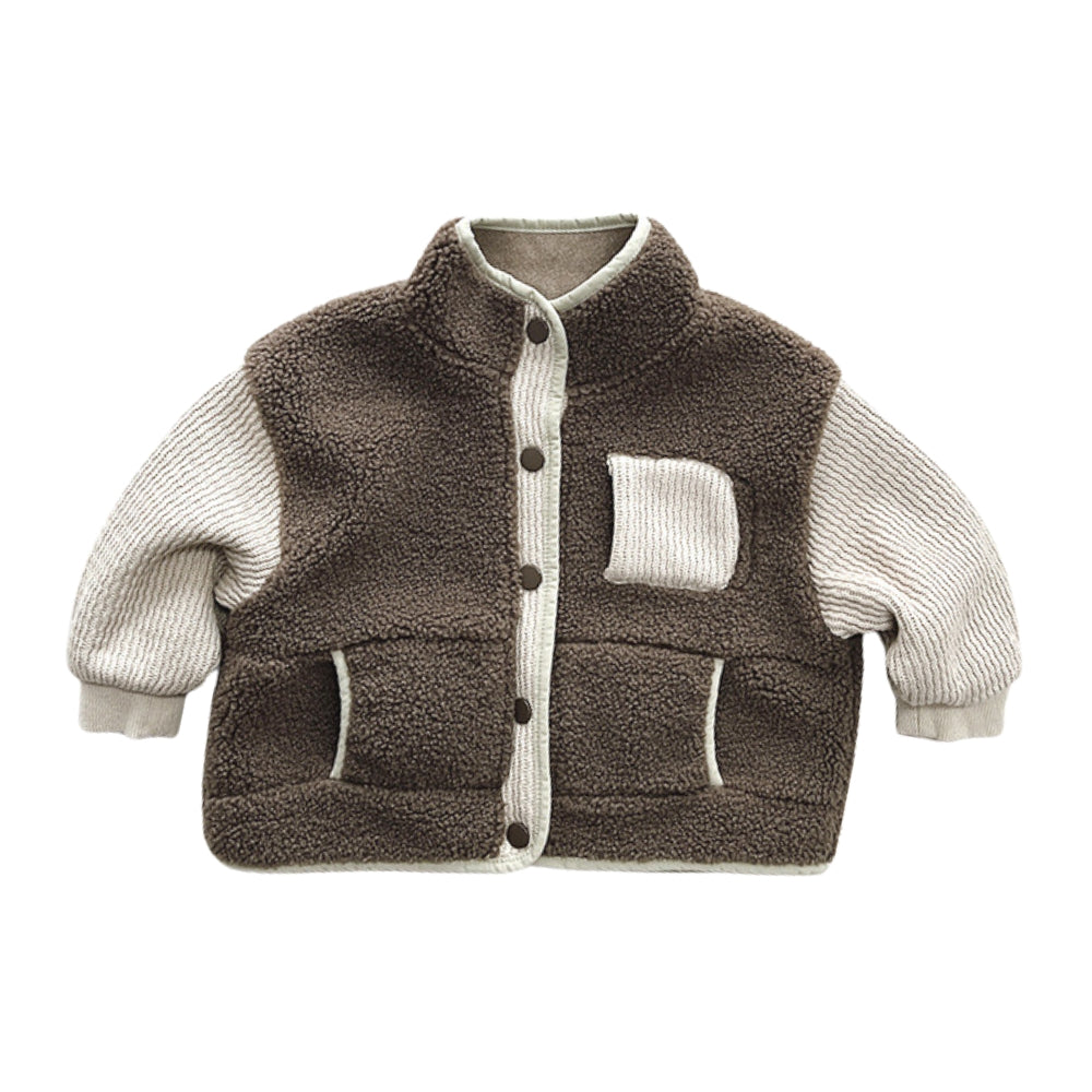 Cozy Two-Tone Sherpa Kids Jacket - Beekee
