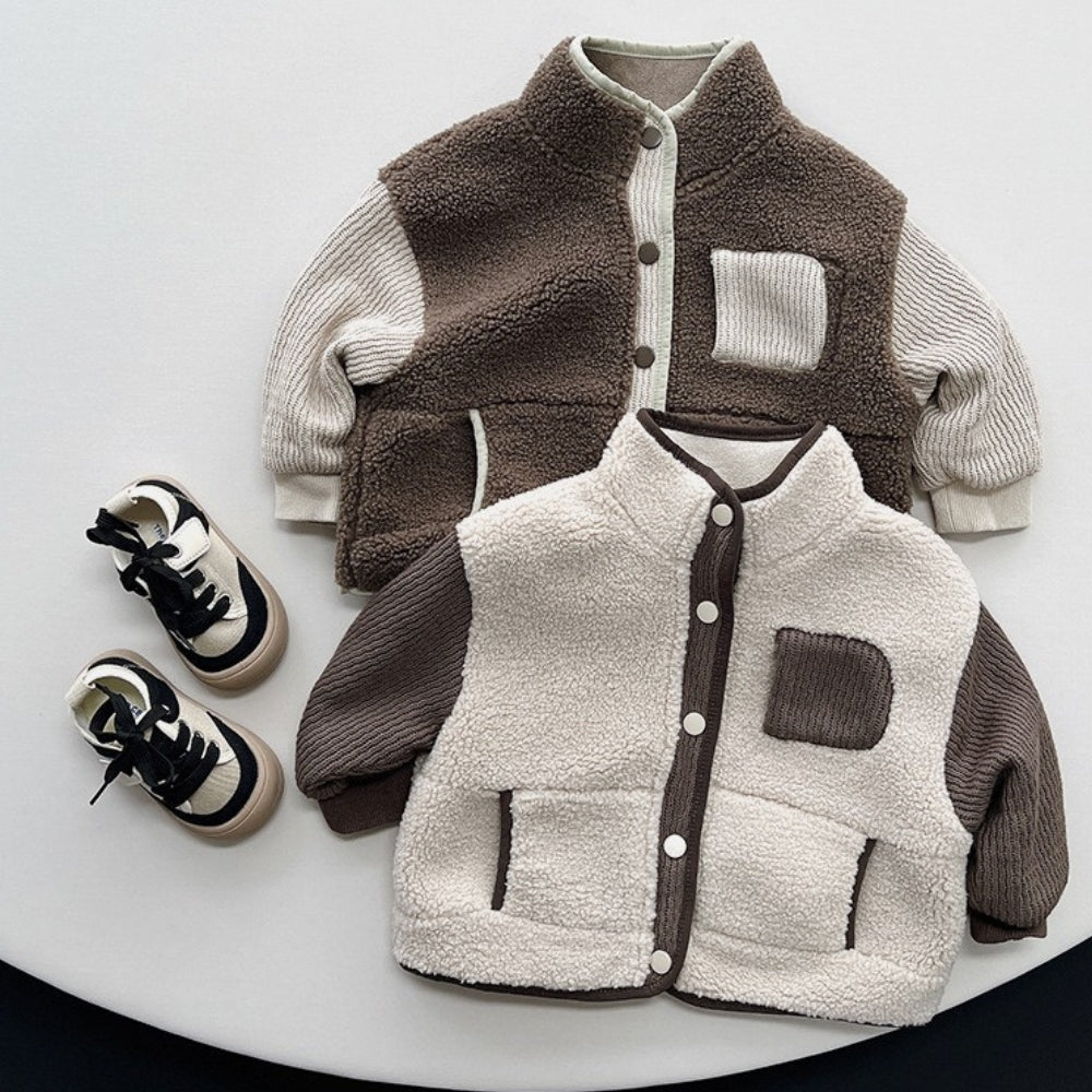 Cozy Two-Tone Sherpa Kids Jacket - Beekee