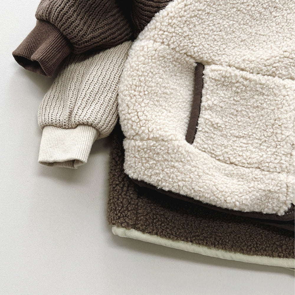 Cozy Two-Tone Sherpa Kids Jacket - Beekee