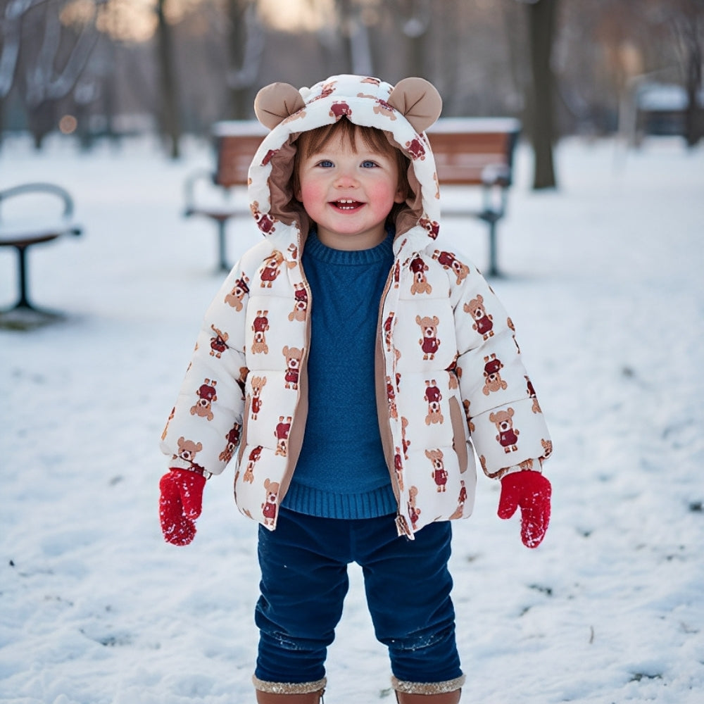Cute Bear Ear Hooded Puffer Jacket - Beekee