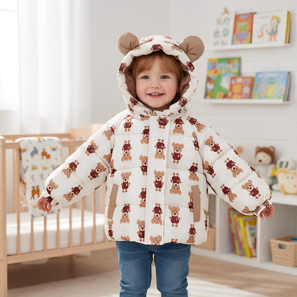 Cute Bear Ear Hooded Puffer Jacket - Beekee