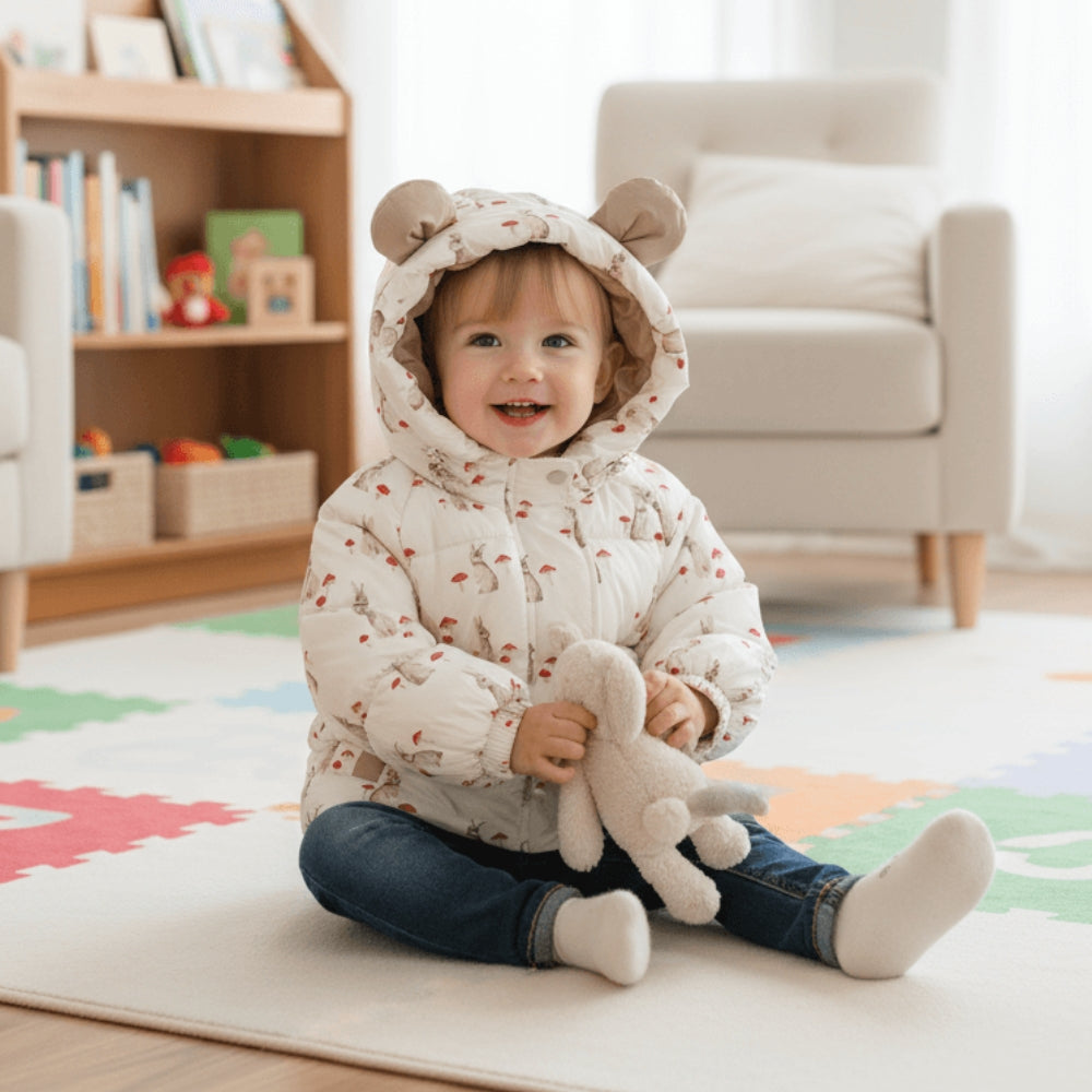 Cute Bear Ear Hooded Puffer Jacket - Beekee
