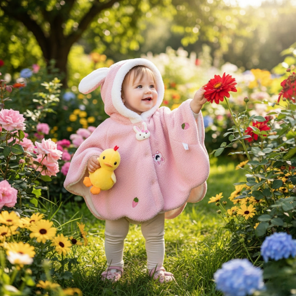 Cute Bunny Ears Fleece Poncho - Beekee