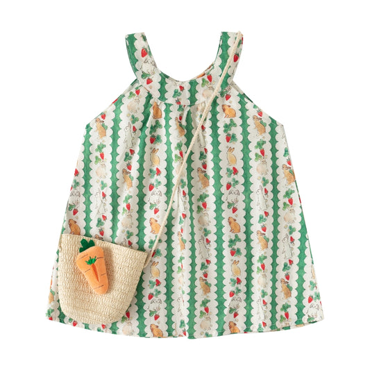 Cute Bunny and Strawberry Sundress with Carrot Bag - Beekee 