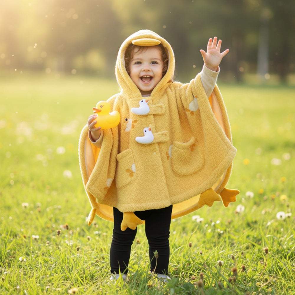 Cute Duck Hooded Fleece Poncho - Beekee
