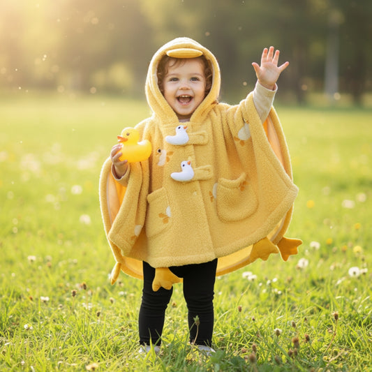 Cute Duck Hooded Fleece Poncho - Beekee