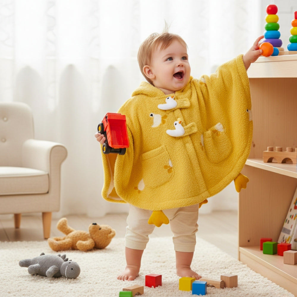 Cute Duck Hooded Fleece Poncho - Beekee