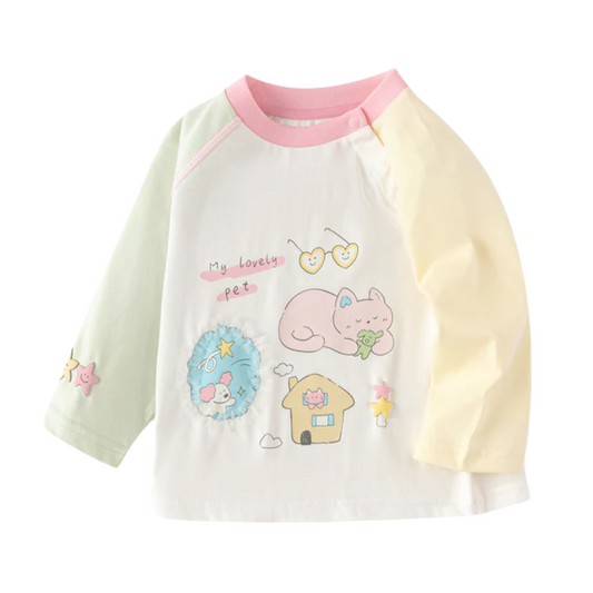 Cute Girls Animal Print Long Sleeve Tee - Beekee