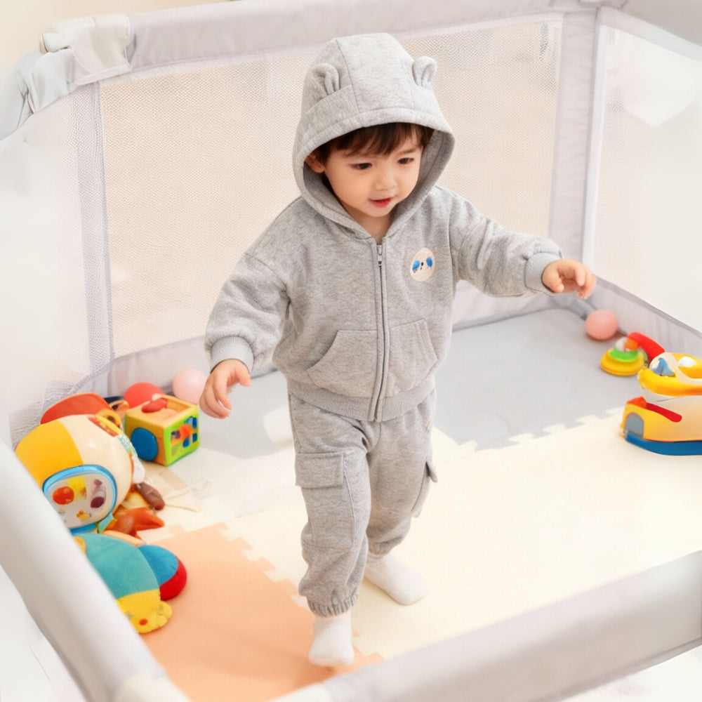 Cute Panda Ear Hoodie and Cargo Jogger Set - Beekee