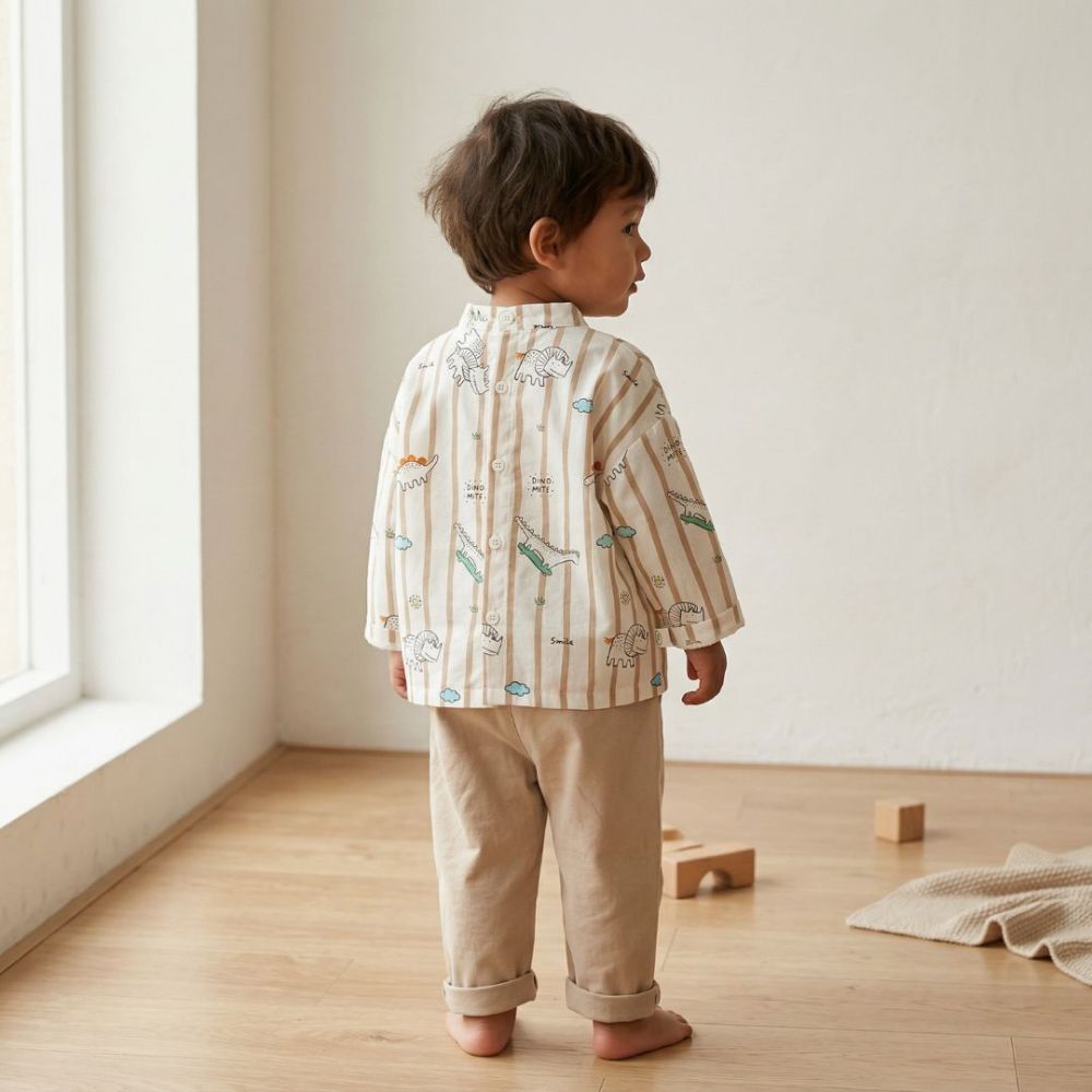Cute Playful Print Button Up Shirt for Toddlers - Beekee
