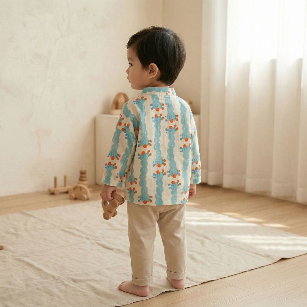 Cute Playful Print Button Up Shirt for Toddlers - Beekee
