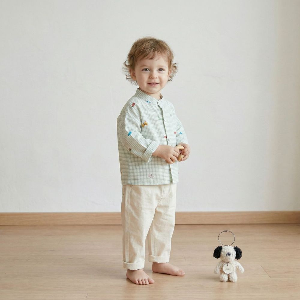 Cute Playful Print Button Up Shirt for Toddlers - Beekee