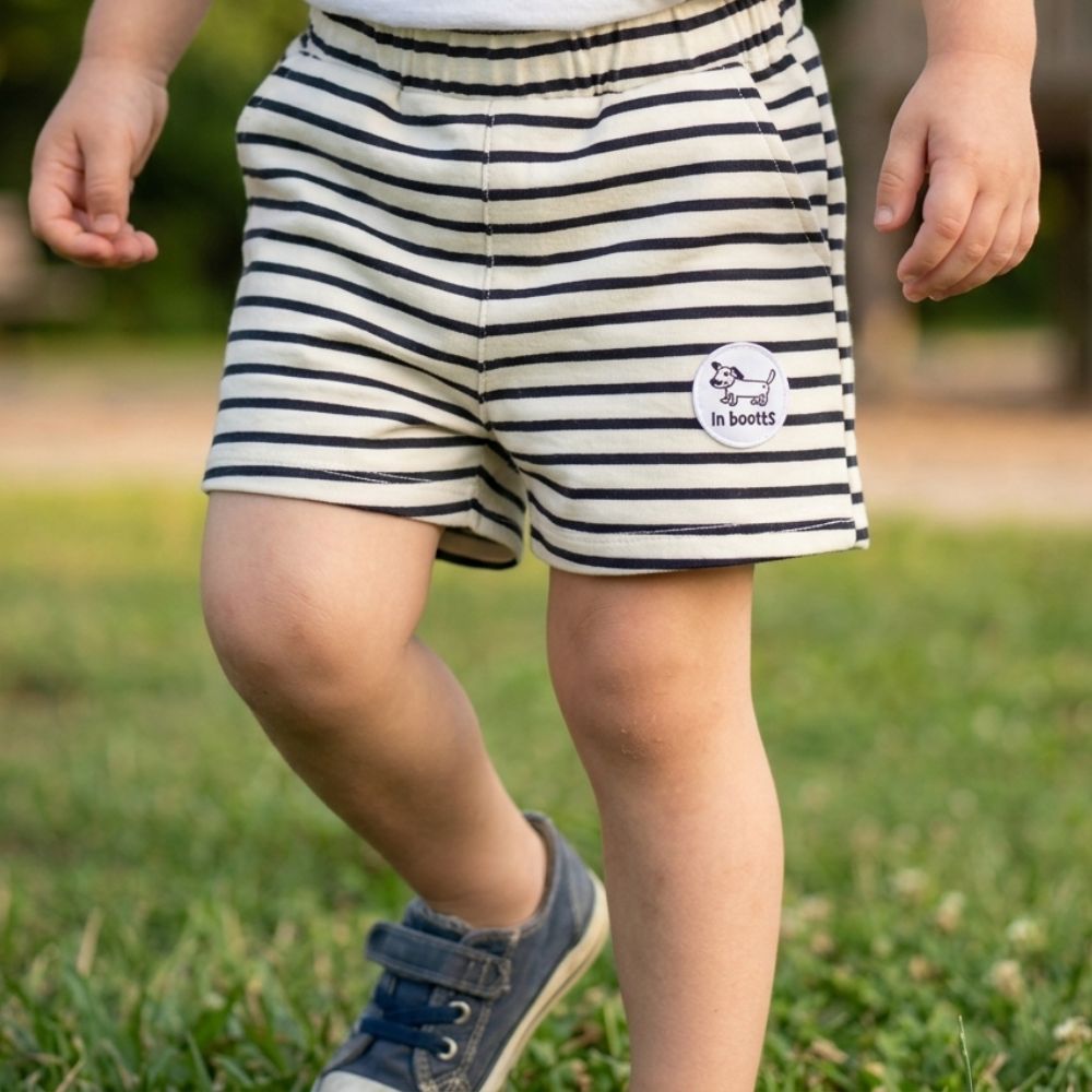 Cute Puppy 3D T-Shirt & Striped Shorts for Kids - Beekee