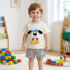 Cute Puppy 3D T-Shirt & Striped Shorts for Kids - Beekee