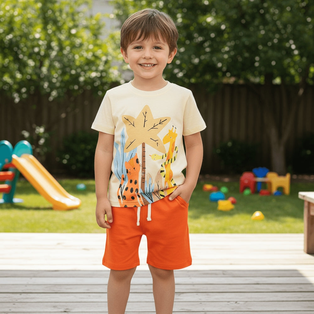 Cute Safari Friends T-Shirt and Shorts Set - Beekee
