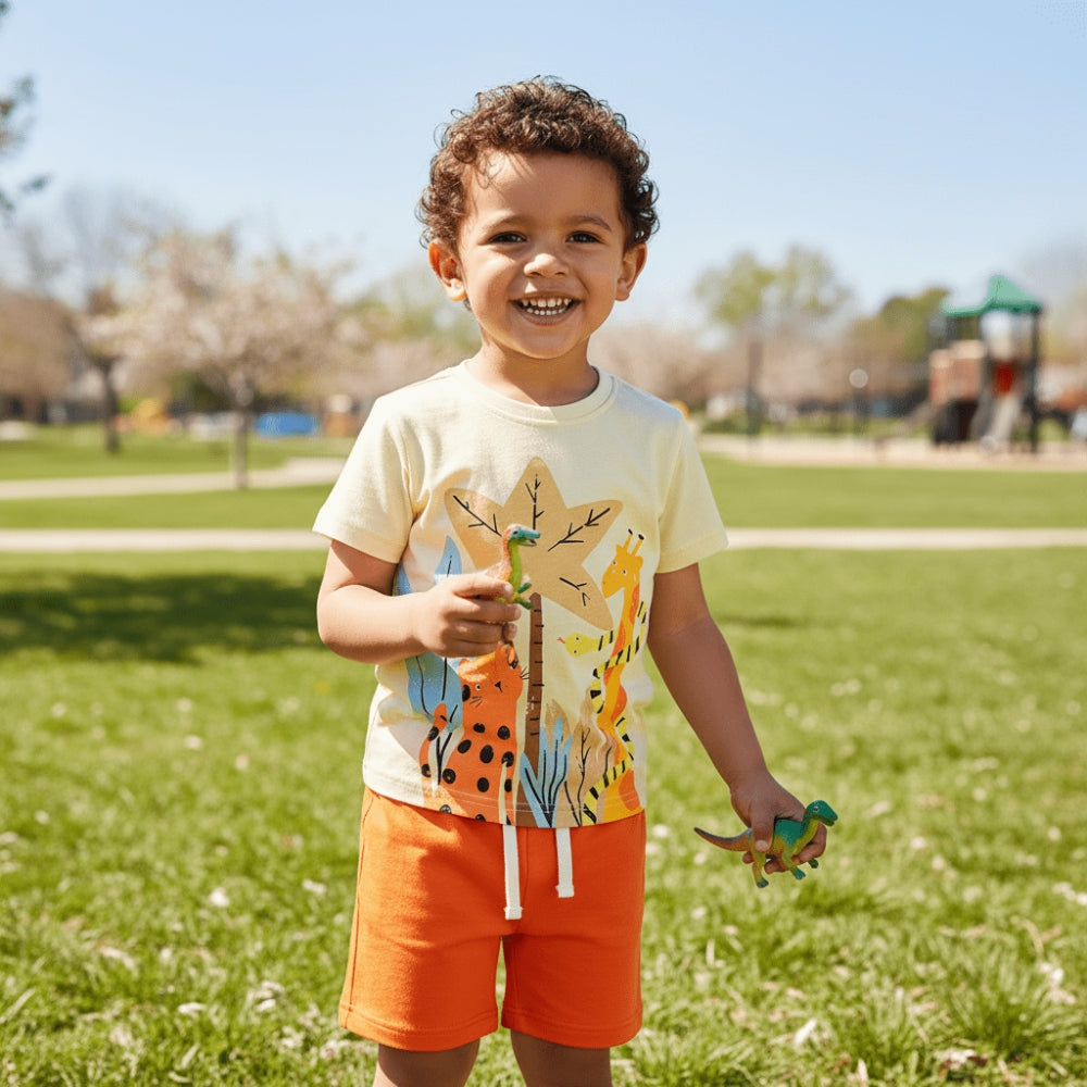 Cute Safari Friends T-Shirt and Shorts Set - Beekee