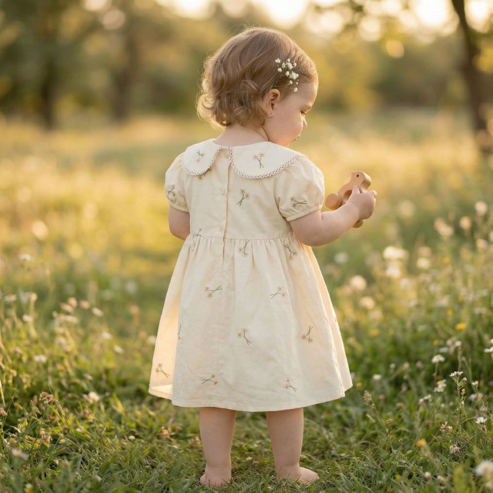 Daisy Embroidered Baby Romper & Dress - Beekee