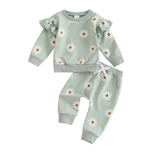 Daisy Print Girls Sweatshirt Set - Beekee