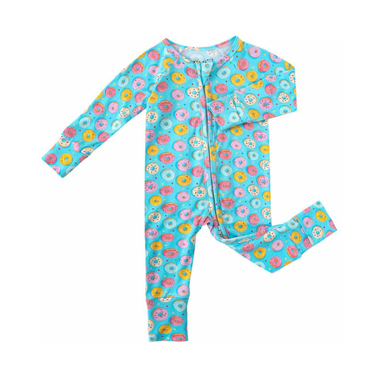 Donut Print Baby Romper with Zipper - Beekee