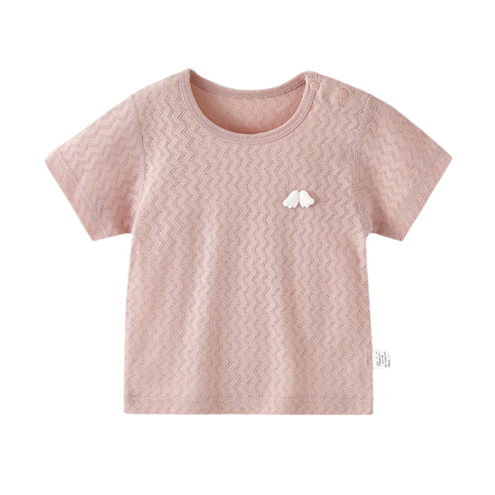 Embroidered Patch Cotton Kids Snap-Shoulder Shirt - Beekee