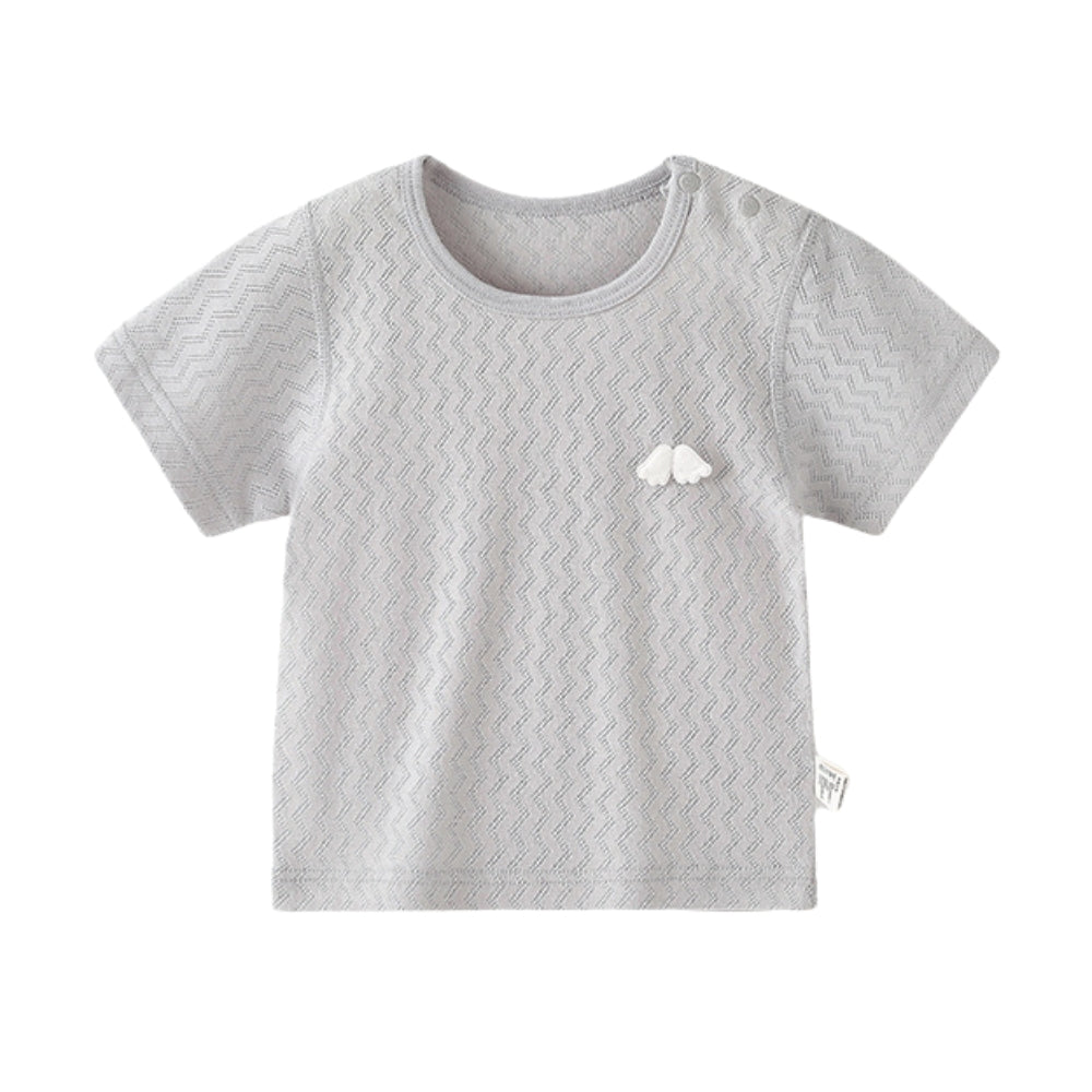 Embroidered Patch Cotton Kids Snap-Shoulder Shirt - Beekee