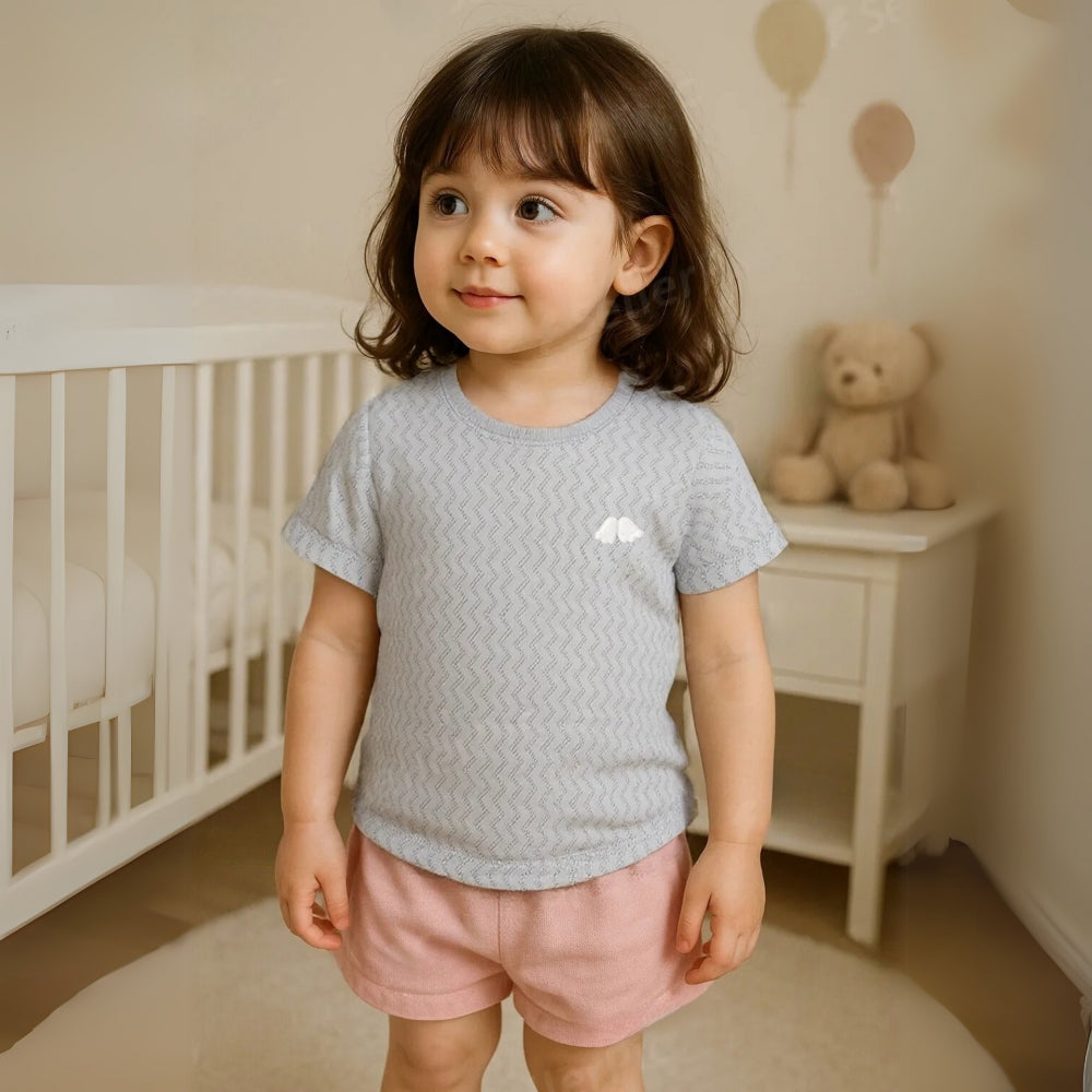 Embroidered Patch Cotton Kids Snap-Shoulder Shirt - Beekee