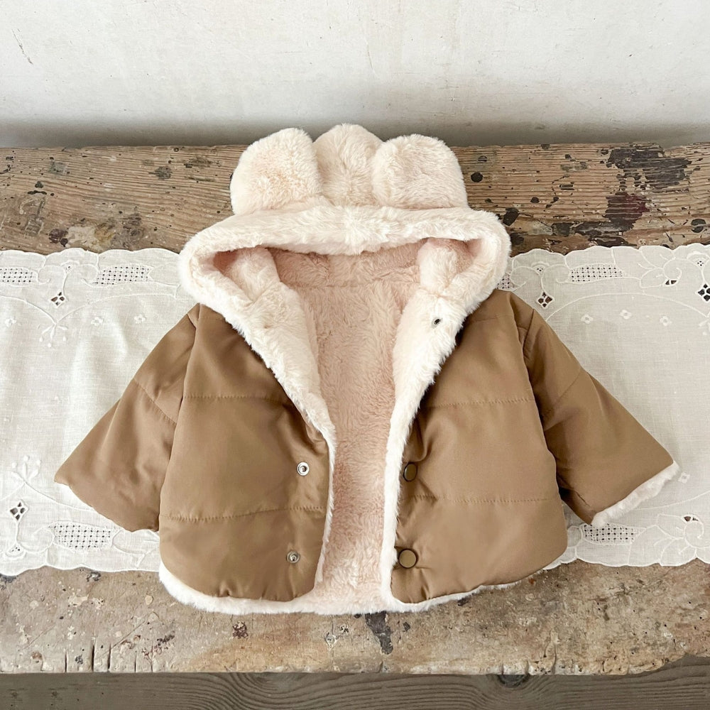 Fleece-Lined Bear Hood Winter Coat - Beekee