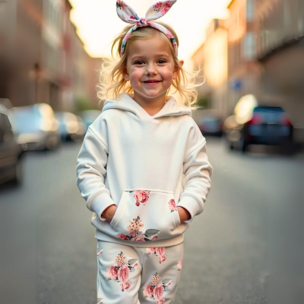 Floral Baby Hoodie, Sweatpants and Headband Set - Beekee