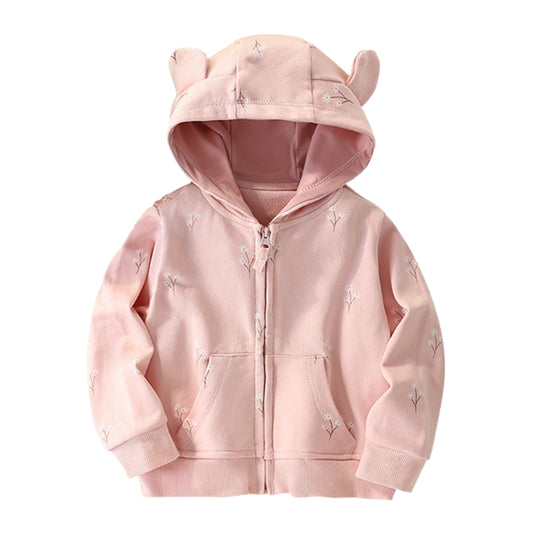 Floral Embroidered Zip-Up Hoodie - Beekee