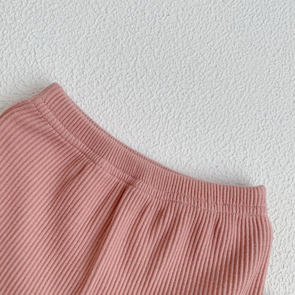 Floral Grid Tee and Ribbed Shorts Play Set - Beekee