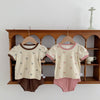 Floral Grid Tee and Ribbed Shorts Play Set - Beekee