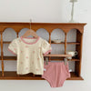Floral Grid Tee and Ribbed Shorts Play Set - Beekee