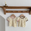 Floral Grid Tee and Ribbed Shorts Play Set - Beekee