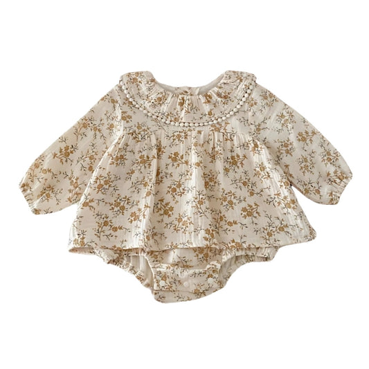 Floral Peter Pan Collar Dress Romper - Beekee
