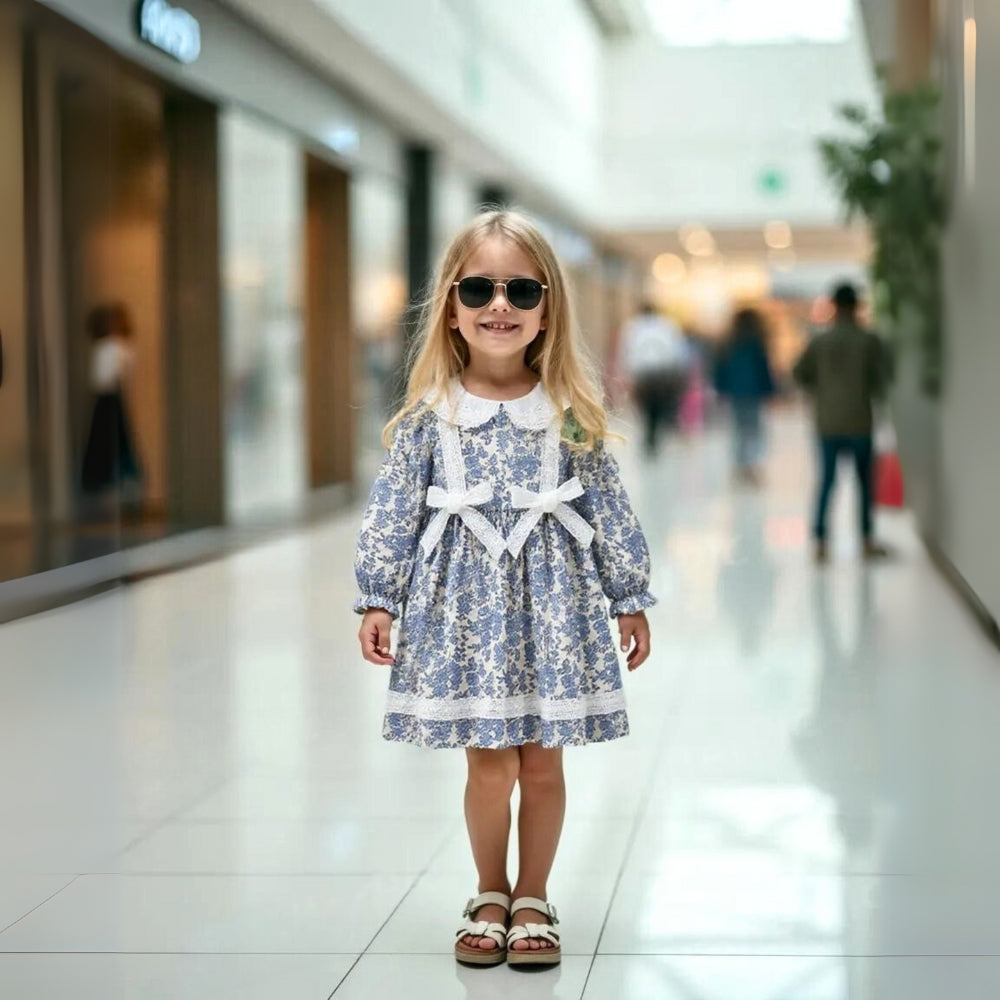 Floral Ruffle Cotton Girl Dress - Beekee