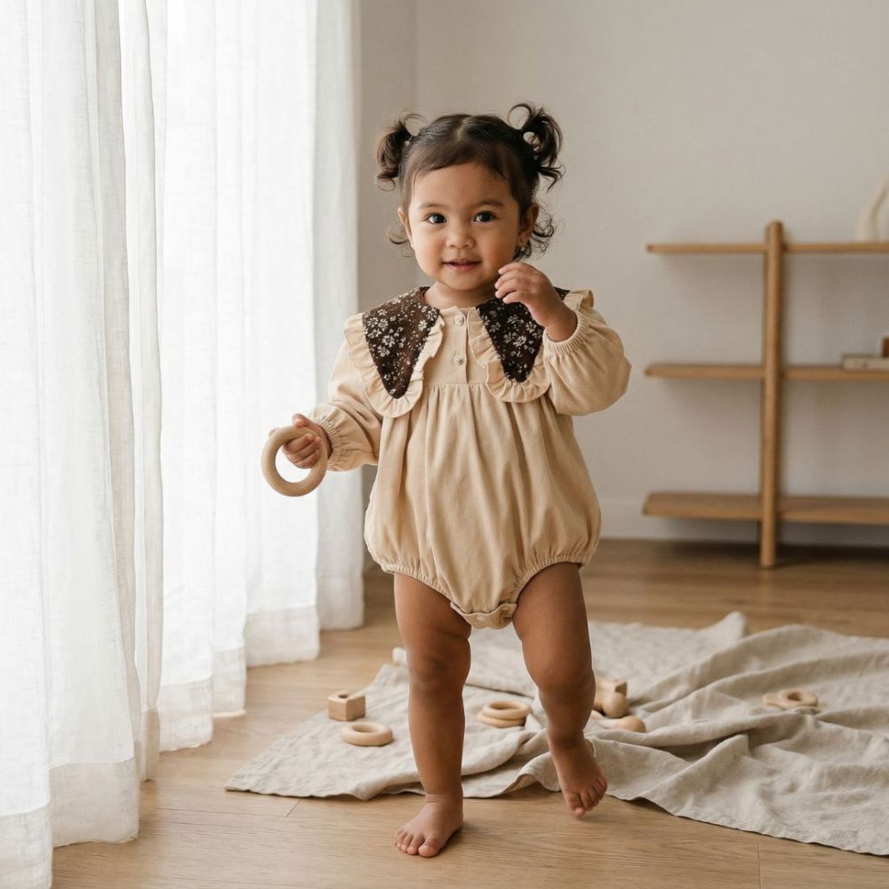 Floral Collar Baby Romper & Sister Dress - Beekee