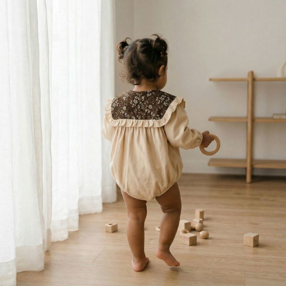 Floral Collar Baby Romper & Sister Dress - Beekee