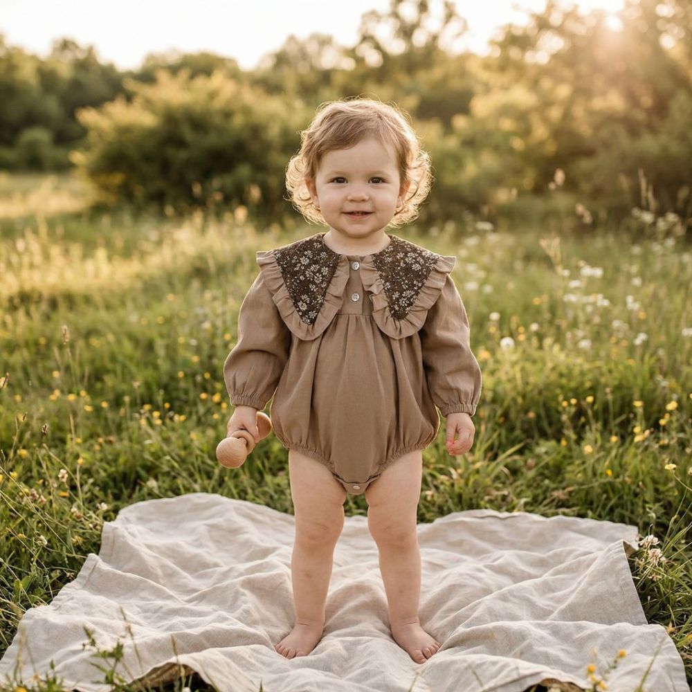 Floral Collar Baby Romper & Sister Dress - Beekee