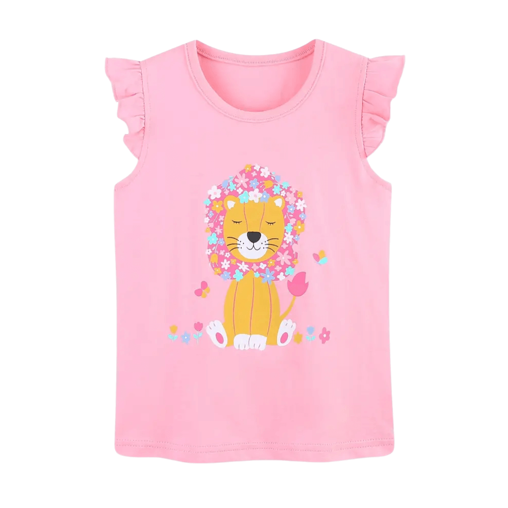 Floral Lion Ruffle Top & Safari Shorts Set - Beekee