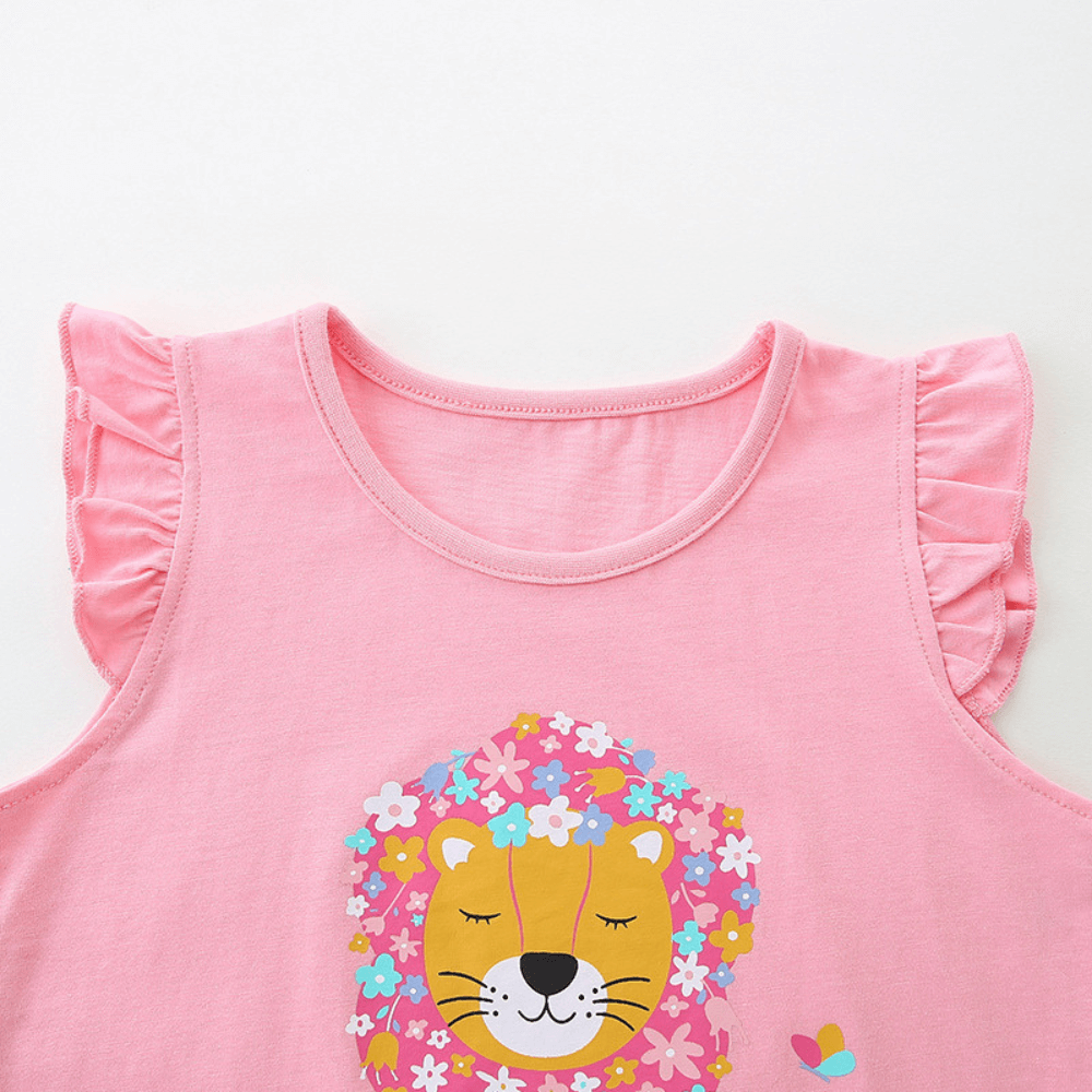 Floral Lion Ruffle Top & Safari Shorts Set - Beekee