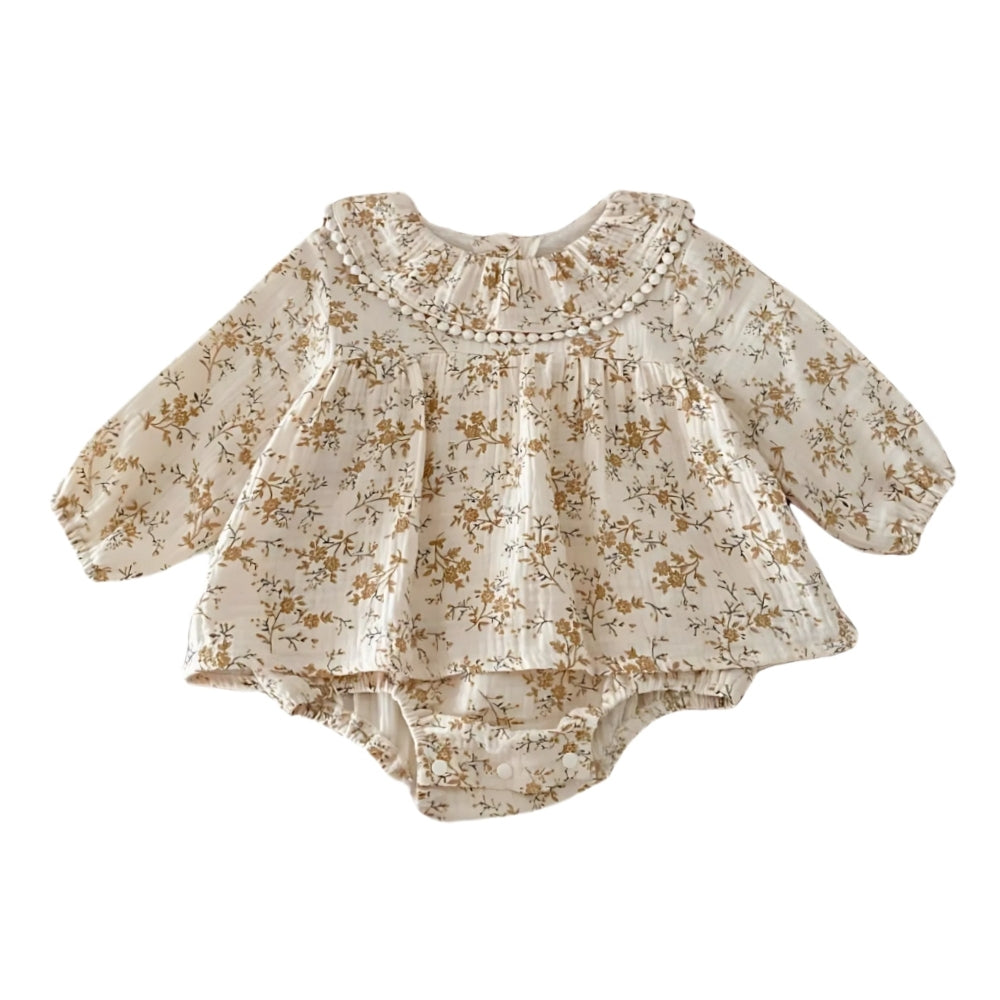 Floral Peter Pan Collar Romper Dress - Beekee