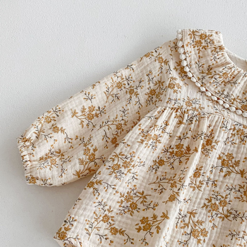 Floral Peter Pan Collar Romper Dress - Beekee