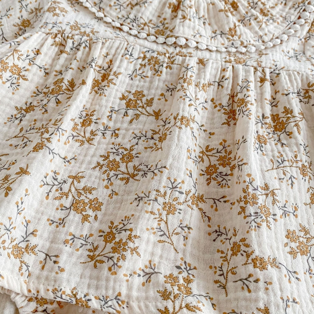 Floral Peter Pan Collar Romper Dress - Beekee